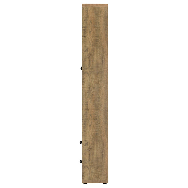 English Elm Idaho Mango Finish Glass Door Display Cabinet Four Shelves Entryway Dining Den B062P517040