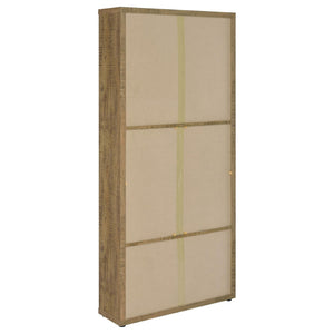 English Elm Idaho Mango Finish Glass Door Display Cabinet Four Shelves Entryway Dining Den B062P517040