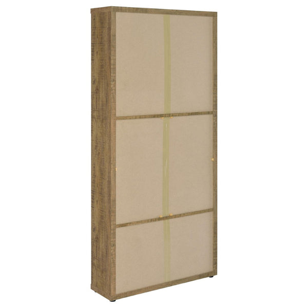 English Elm Idaho Mango Finish Glass Door Display Cabinet Four Shelves Entryway Dining Den B062P517040