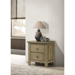 English Elm Pelton Vineyard Oak Two Drawer Nightstand with Antique Nickel Knobs for Bedroom B062P517060