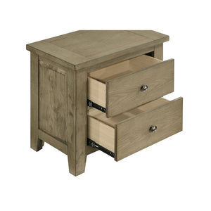 English Elm Pelton Vineyard Oak Two Drawer Nightstand with Antique Nickel Knobs for Bedroom B062P517060
