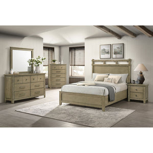 English Elm Pelton Vineyard Oak Two Drawer Nightstand with Antique Nickel Knobs for Bedroom B062P517060