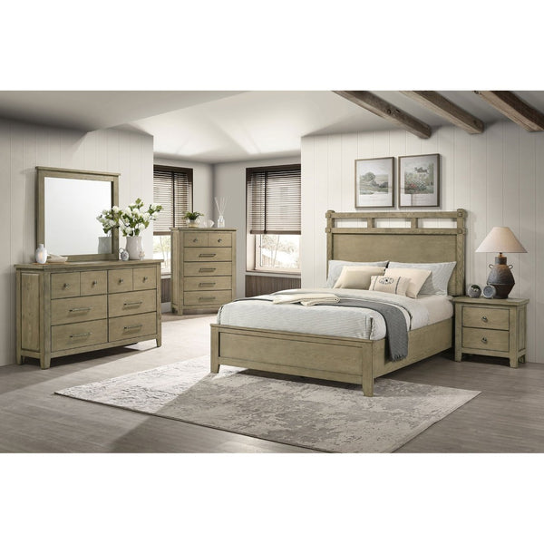 English Elm Pelton Vineyard Oak Two Drawer Nightstand with Antique Nickel Knobs for Bedroom B062P517060