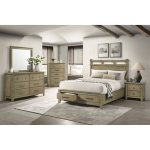 English Elm Pelton Vineyard Oak Two Drawer Nightstand with Antique Nickel Knobs for Bedroom B062P517060