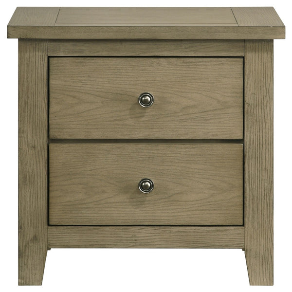 English Elm Pelton Vineyard Oak Two Drawer Nightstand with Antique Nickel Knobs for Bedroom B062P517060