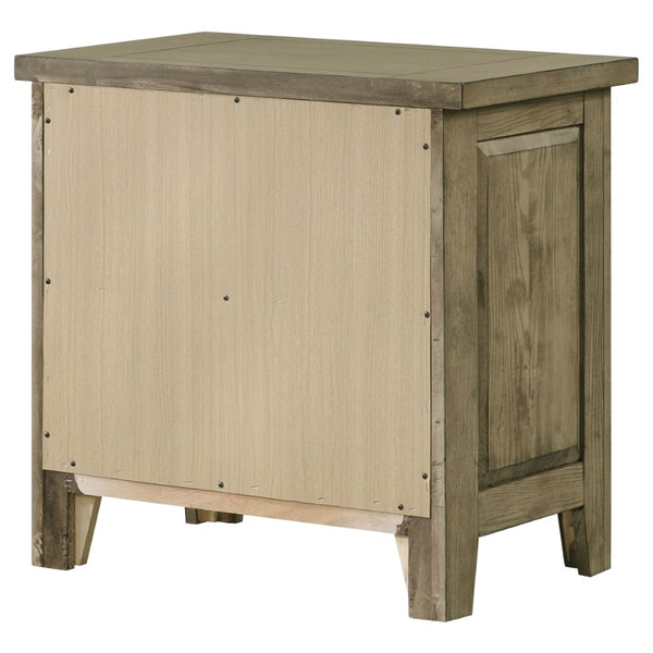 English Elm Pelton Vineyard Oak Two Drawer Nightstand with Antique Nickel Knobs for Bedroom B062P517060