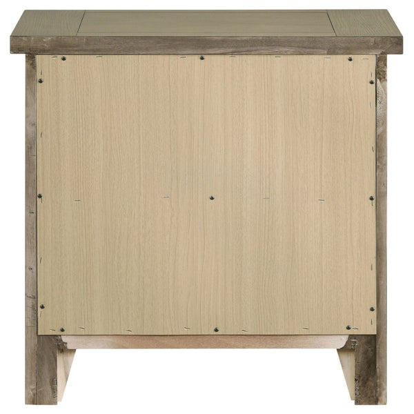 English Elm Pelton Vineyard Oak Two Drawer Nightstand with Antique Nickel Knobs for Bedroom B062P517060