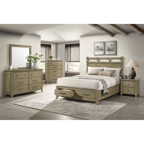 English Elm Pelton Six Drawer Dresser with Oak Grain Veneer and Antique Nickel Hardware for Bedroom B062P517061