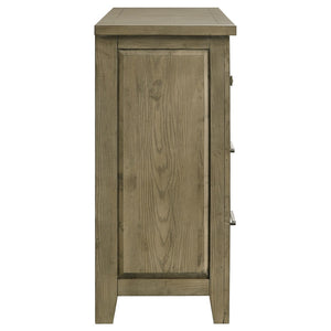 English Elm Pelton Six Drawer Dresser with Oak Grain Veneer and Antique Nickel Hardware for Bedroom B062P517061