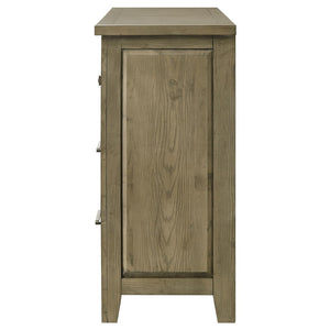 English Elm Pelton Six Drawer Dresser with Oak Grain Veneer and Antique Nickel Hardware for Bedroom B062P517061
