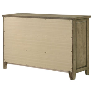 English Elm Pelton Six Drawer Dresser with Oak Grain Veneer and Antique Nickel Hardware for Bedroom B062P517061