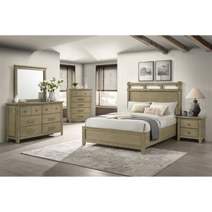 English Elm Pelton Five Drawer Tall Chest with Embossed Oak Grain Finish and Antique Nickel Hardware B062P517064