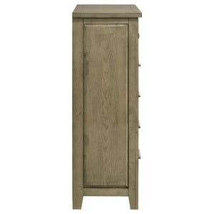 English Elm Pelton Five Drawer Tall Chest with Embossed Oak Grain Finish and Antique Nickel Hardware B062P517064