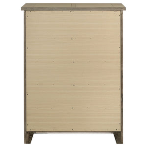 English Elm Pelton Five Drawer Tall Chest with Embossed Oak Grain Finish and Antique Nickel Hardware B062P517064