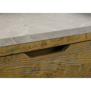 English Elm Packard Oak Grain Nightstand with Faux Marble Top LED Lighting and USB Charging Ports B062P517111