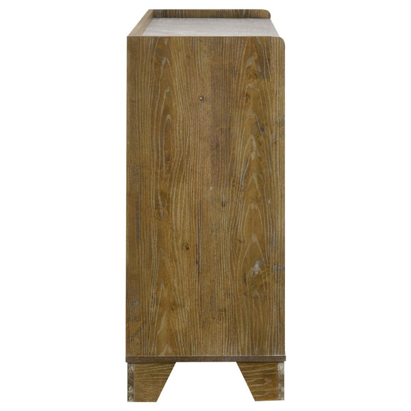 English Elm Packard Six Drawer Rubberwood Dresser with Faux Marble Top for Modern Bedroom Storage B062P517112