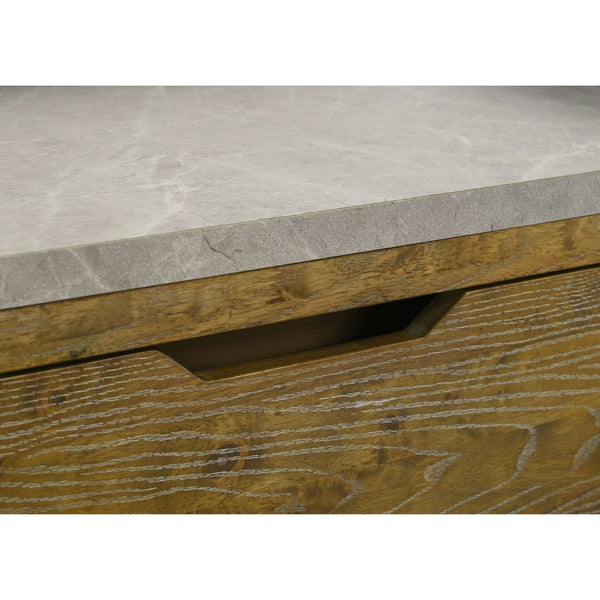 English Elm Packard Five Drawer Chest Rubberwood Frame Faux Marble Top Weathered Oak Bedroom Storage B062P517115