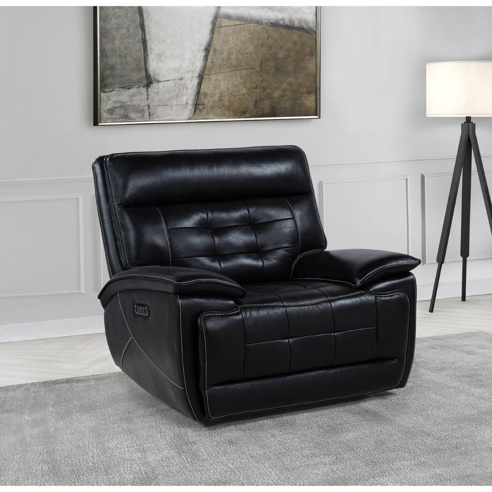 English Elm Hayden Top Grain Leather Power Recliner with Dual Motor Control and Channel Tufting B062P517138