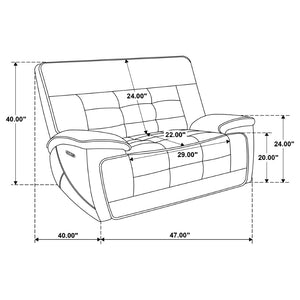 English Elm Hayden Top Grain Leather Power Recliner with Dual Motor Control and Channel Tufting B062P517138