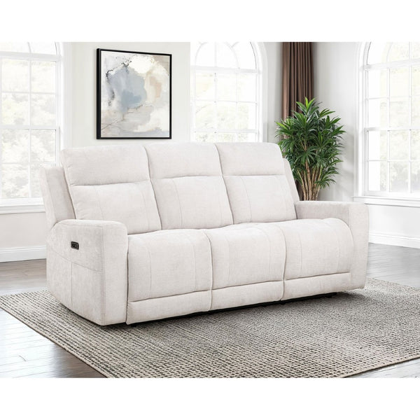 English Elm Patrick Chenille Power Reclining Sofa with USB Ports for Modern Living Rooms Ivory B062P518343