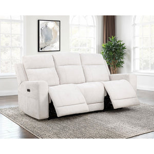 English Elm Patrick Chenille Power Reclining Sofa with USB Ports for Modern Living Rooms Ivory B062P518343