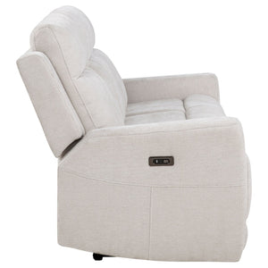 English Elm Patrick Chenille Power Reclining Sofa with USB Ports for Modern Living Rooms Ivory B062P518343