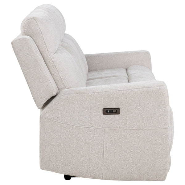 English Elm Patrick Chenille Power Reclining Sofa with USB Ports for Modern Living Rooms Ivory B062P518343