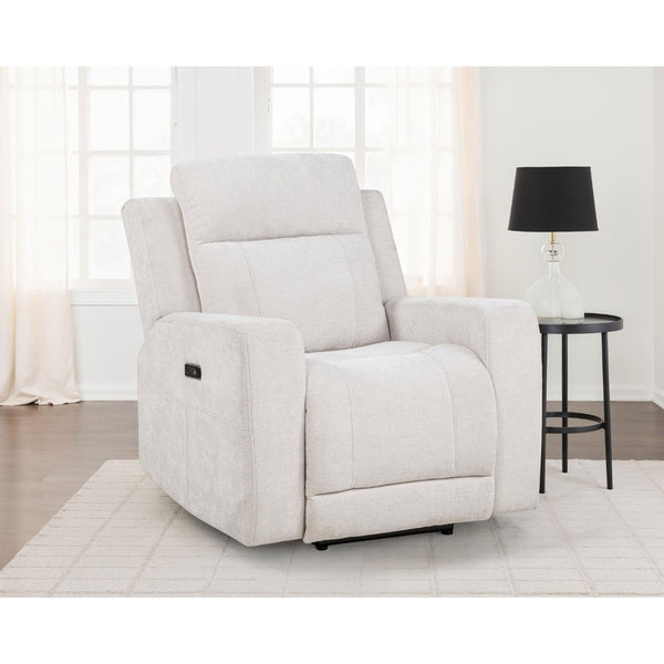 English Elm Patrick Chenille Power Recliner with One Touch Control for Elegant Living Spaces Ivory B062P518345