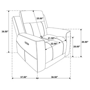 English Elm Patrick Chenille Power Recliner with One Touch Control for Elegant Living Spaces Ivory B062P518345