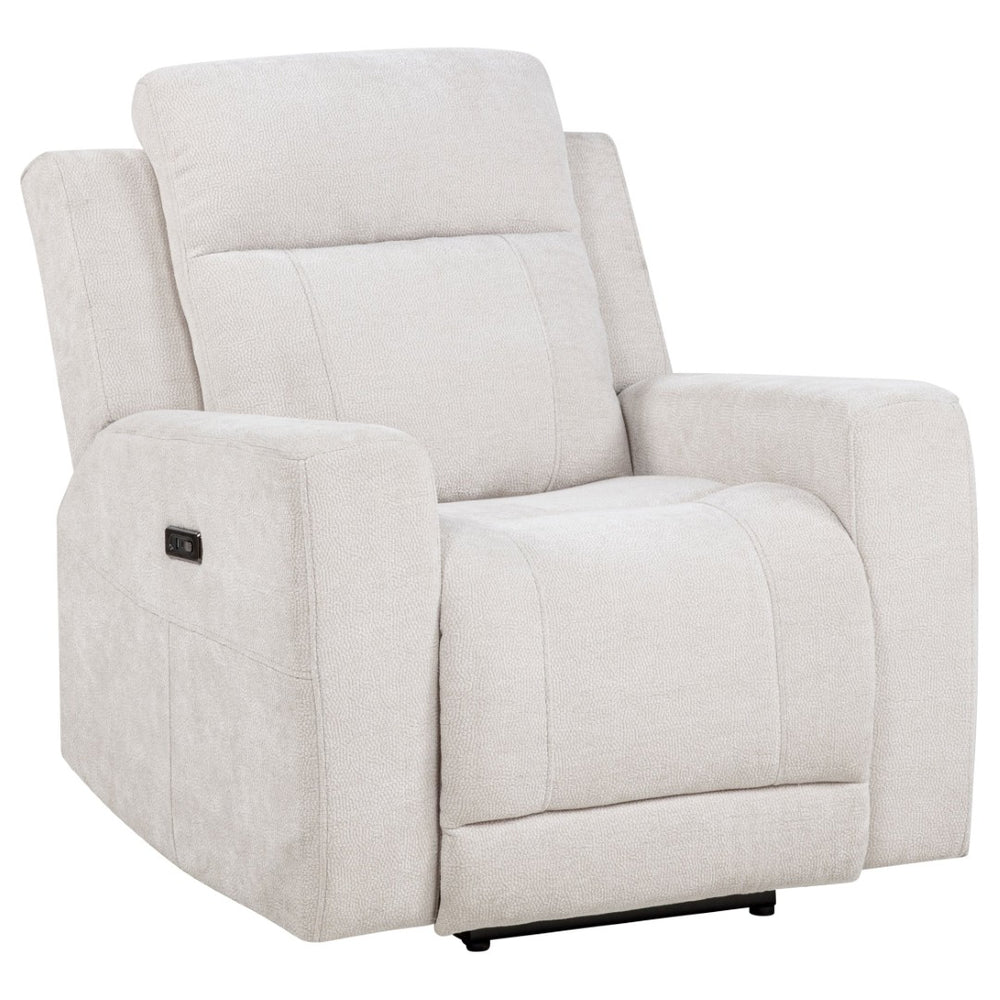 English Elm Patrick Chenille Power Recliner with One Touch Control for Elegant Living Spaces Ivory B062P518345