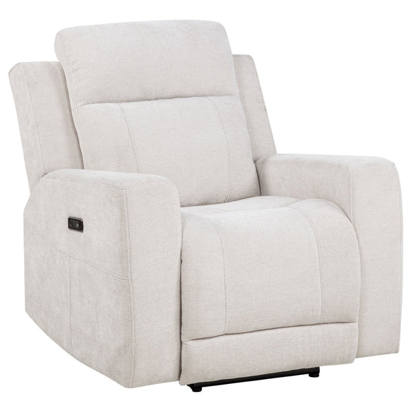 English Elm Patrick Chenille Power Recliner with One Touch Control for Elegant Living Spaces Ivory B062P518345
