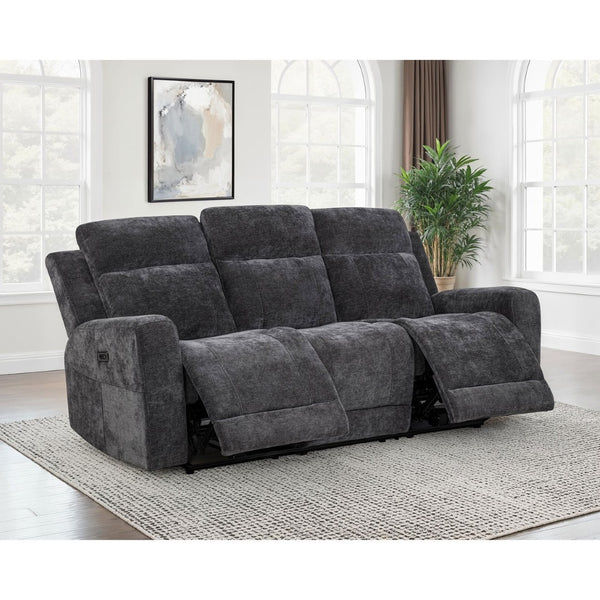 English Elm Patrick Chenille Power Reclining Sofa with USB Ports for Modern Living Rooms Dark Grey B062P518351