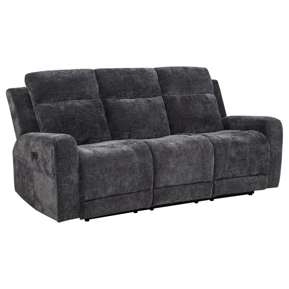 English Elm Patrick Chenille Power Reclining Sofa with USB Ports for Modern Living Rooms Dark Grey B062P518351