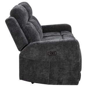 English Elm Patrick Chenille Power Reclining Sofa with USB Ports for Modern Living Rooms Dark Grey B062P518351