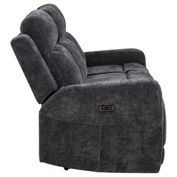 English Elm Patrick Chenille Power Reclining Sofa with USB Ports for Modern Living Rooms Dark Grey B062P518351