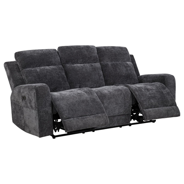 English Elm Patrick Chenille Power Reclining Sofa with USB Ports for Modern Living Rooms Dark Grey B062P518351