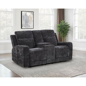 English Elm Patrick Chenille Power Reclining Loveseat with Console and Cup Holders for Modern Living Dark Grey B062P518352