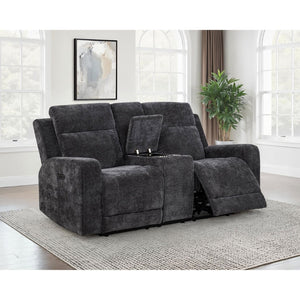 English Elm Patrick Chenille Power Reclining Loveseat with Console and Cup Holders for Modern Living Dark Grey B062P518352
