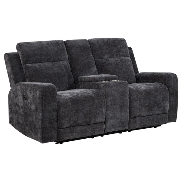 English Elm Patrick Chenille Power Reclining Loveseat with Console and Cup Holders for Modern Living Dark Grey B062P518352