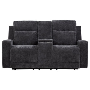 English Elm Patrick Chenille Power Reclining Loveseat with Console and Cup Holders for Modern Living Dark Grey B062P518352