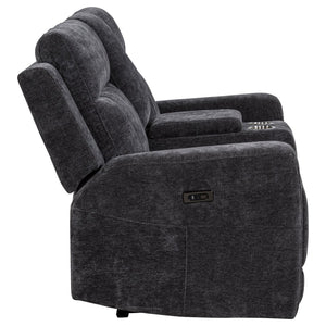 English Elm Patrick Chenille Power Reclining Loveseat with Console and Cup Holders for Modern Living Dark Grey B062P518352