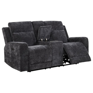 English Elm Patrick Chenille Power Reclining Loveseat with Console and Cup Holders for Modern Living Dark Grey B062P518352