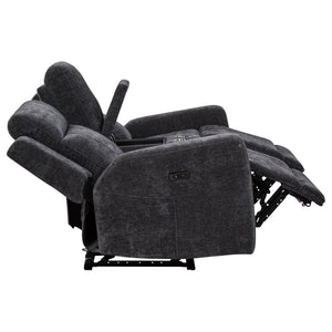 English Elm Patrick Chenille Power Reclining Loveseat with Console and Cup Holders for Modern Living Dark Grey B062P518352