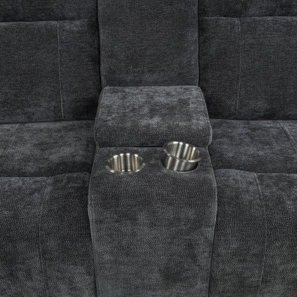 English Elm Patrick Chenille Power Reclining Loveseat with Console and Cup Holders for Modern Living Dark Grey B062P518352