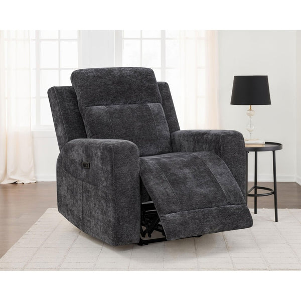English Elm Patrick Chenille Power Recliner with One Touch Control for Elegant Living Spaces Dark Grey B062P518353