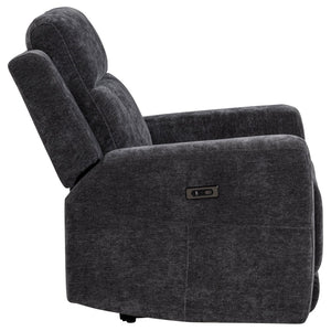 English Elm Patrick Chenille Power Recliner with One Touch Control for Elegant Living Spaces Dark Grey B062P518353