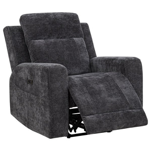 English Elm Patrick Chenille Power Recliner with One Touch Control for Elegant Living Spaces Dark Grey B062P518353