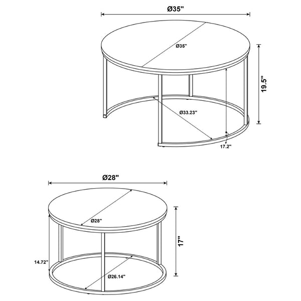 English Elm Arrize Round Nesting Coffee Table Set Mango Wood Look Top Black Metal Base B062P518392