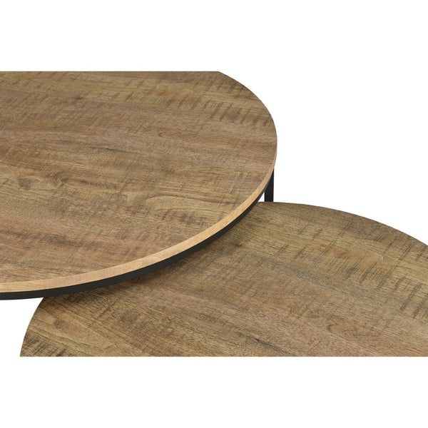 English Elm Arrize Round Nesting Coffee Table Set Mango Wood Look Top Black Metal Base B062P518392