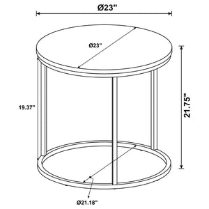 English Elm Arrize Mango Grain Round End Table with Matte Black Metal Base for Modern Living B062P518393